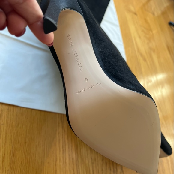 Good American Women’s Over the Knee Fold Over Boots 100% Suede Black Size 8 NWT - Picture 5 of 9